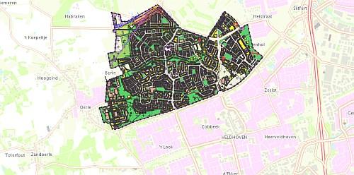 Plangebied Veldhoven-Noord Inzake de wijze van aangeven op de verbeelding is ervoor gekozen het gehele plangebied van het bestemmingsplan Veldhoven-Noord als onderlegger weer te geven, waarbij het