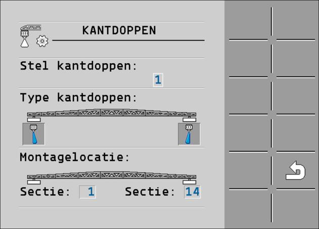 7 Jobcomputer configureren Kantdoppen Parameters "Stel kantdoppen" Via de parameter "Stel kantdoppen" kunt u maximaal drie sets kantdoppen definiëren.