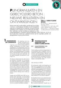 Holle blokken van 19 x 19 x 39 cm werden vervaardigd met beton- en metselwerkgranulaten met een kaliber 0/4 en 4/7 of 0/8 (0 %-, 33 %-, 66 %- en 100 %-vervanging).