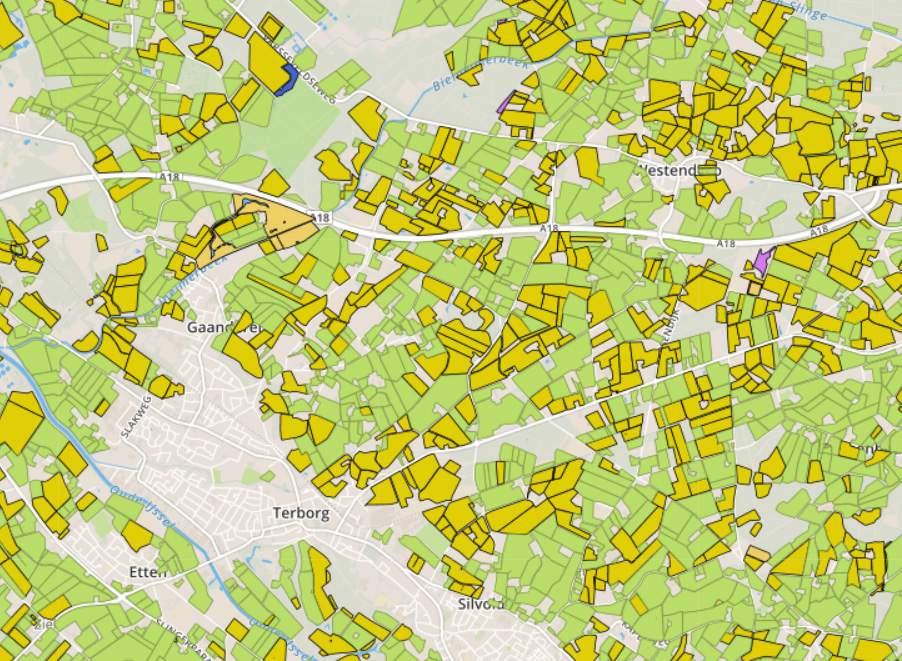 Potentiële kaarten LANDBOUWGEBIEDEN De kaart laat de locatie van