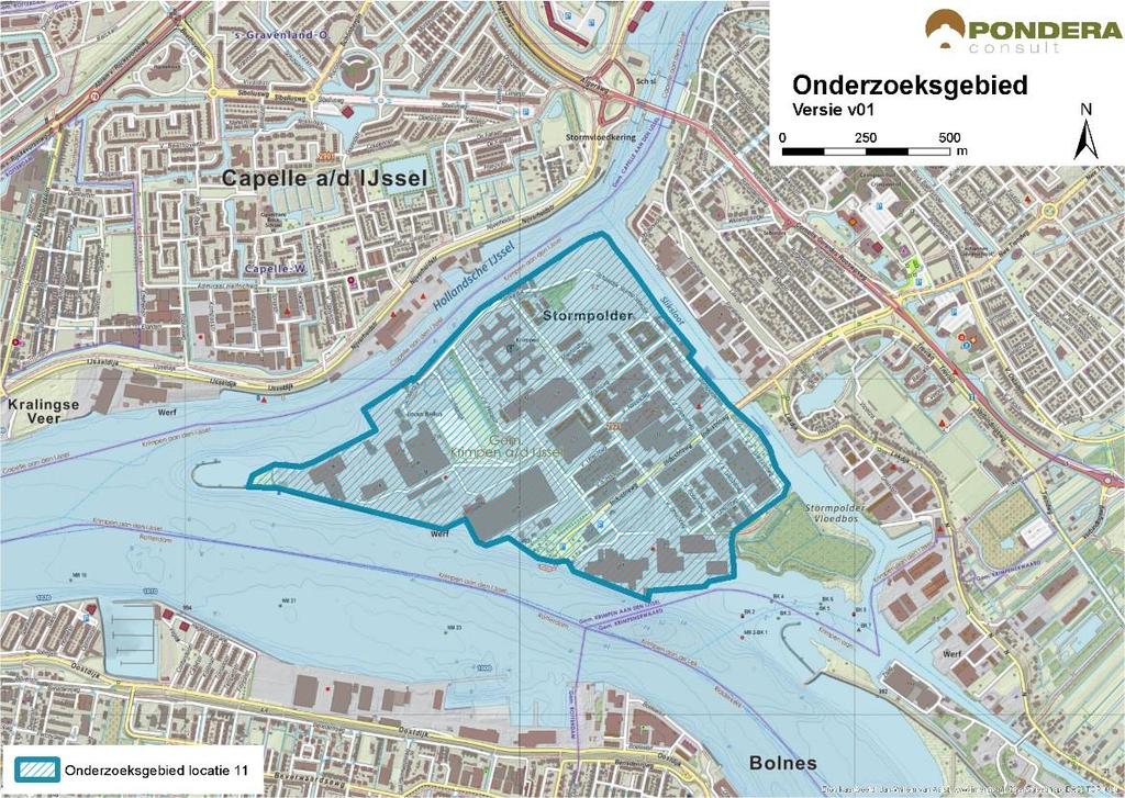 171 BEOORDELING ONDERZOEKSGEBIED 11 STORMPOLDER Beschrijving locatie De Stormpolder vormt een industrieel havengebied tussen de Nieuwe Maas, Hollandsche IJssel en de Sliksloot(haven) in en valt