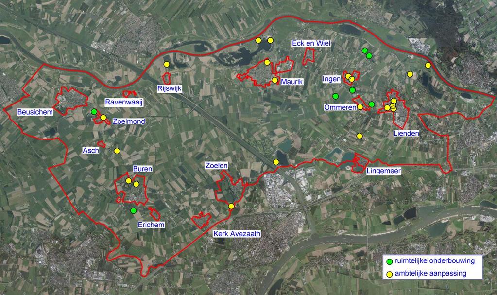 Afbeelding situering planlocaties binnen de gemeente Buren 1.