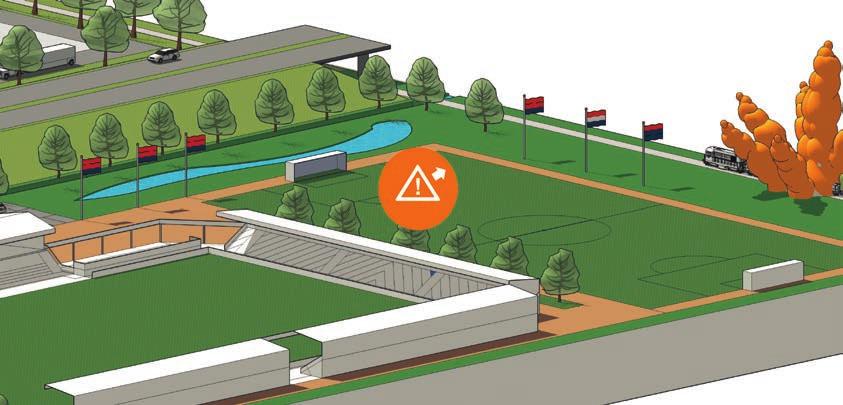 A In de schematische uitwerking van de verschillende gebieden is gestreefd naar het aanhouden van voldoende afstand tot de risicobron.