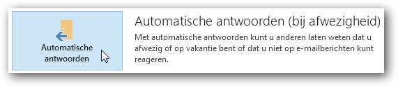 In het e-mailprogramma Microsoft Outlook 2013 kunt u automatische antwoorden instellen, dit zorgt ervoor dat de afzender van het e- mailbericht uw automatische