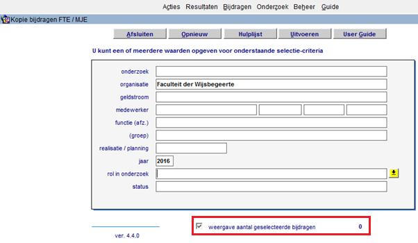 voor 2015. Dit betekent dat er ten hoogste voor 74 mensen een onderzoeksbijdrage is geregistreerd.