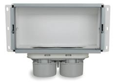 Anschlüsse hinten Connection par l arrière Geísoleerde muurcollector 2xØ75mm, zonder rooster, inclusief afdichtdop Ø75mm Insulated wall collector 2xØ75mm, without grille, including end cap Ø75mm