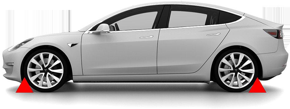 BLOKKEER ALLE VIER DE WIELEN BLOKKEER ALLE VIER DE WIELEN Model 3 rijdt geluidloos, dus ga er nooit vanuit dat de auto is