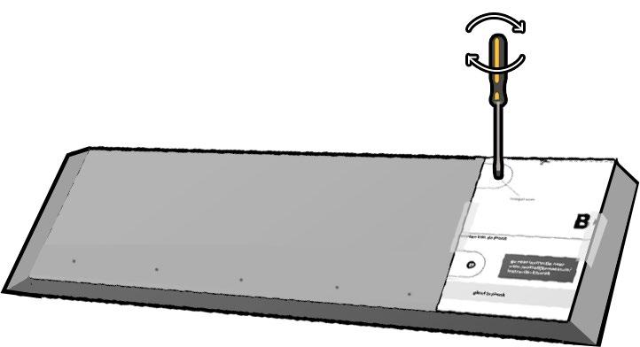 Plak de boormal op een van de planken: met kant B tegen de rechterkant van de plank.