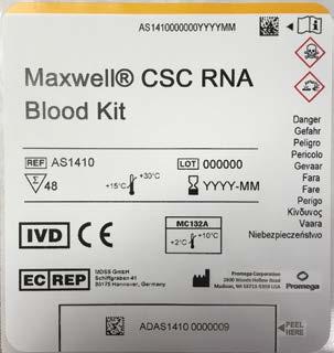 7. Instrumentcyclus De Maxwell CSC RNA Blood Method kan worden gedownload van de Promega-website: www.promega.com/ resources/tools/maxwellcscmethod.