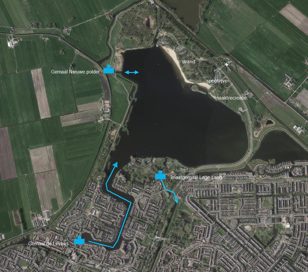 Figuur 3.2 Hydrologische situatie Zoetermeerse plas De maximale diepte van de Zoetermeerse Plas is 30 meter, de gemiddelde waterdiepte wordt geschat op 18 meter.