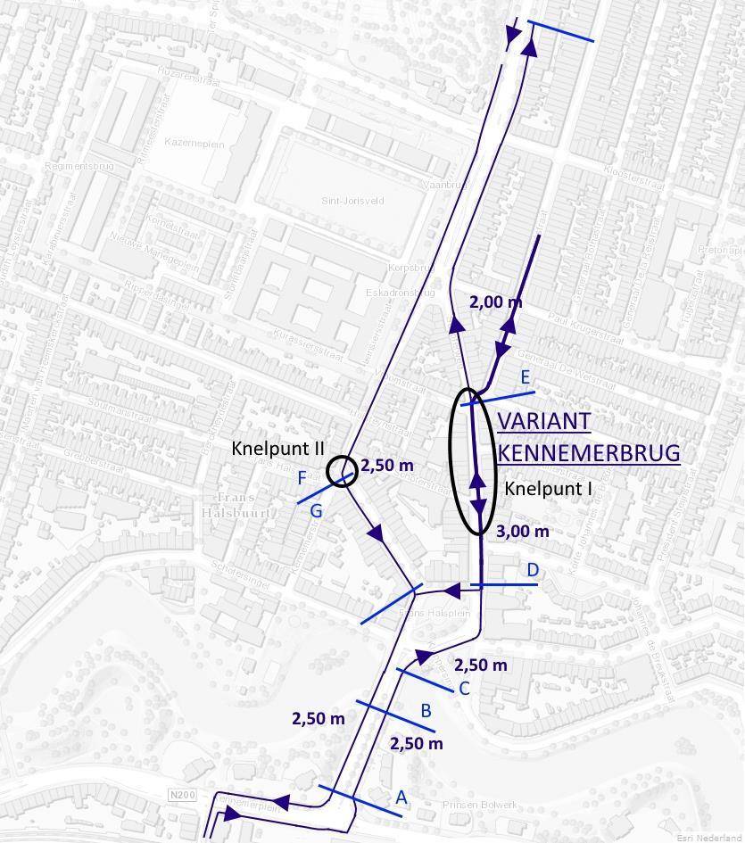 3.2 Variant Kennemerbrug De variant Kennemerbrug is een eenrichting fietspad tussen de kruispunten Kennemerplein/N200 en de Schoterweg/Kleverlaan.