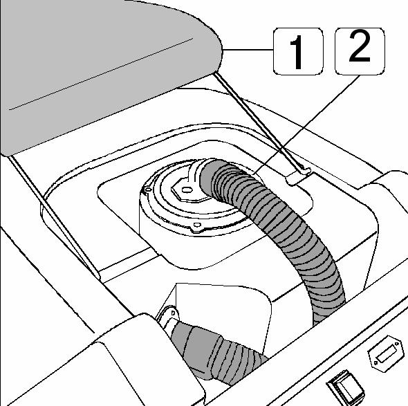 DAGELIJKS ONDERHOUD VUILWATERTANK SCHOONMAKEN. Neem de slang uit de klem op het achterpaneel. Schroef de dop los en leeg de tank volledig LET OP!