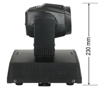 LED-bedieningspaneel Pan/Tilt-resolutie: 8-16 bit DMX-kanalen: 6 of 15 Signaalingang 3-polig XLR mannetje Signaaluitgang 3-polig XLR vrouwtje 12mm