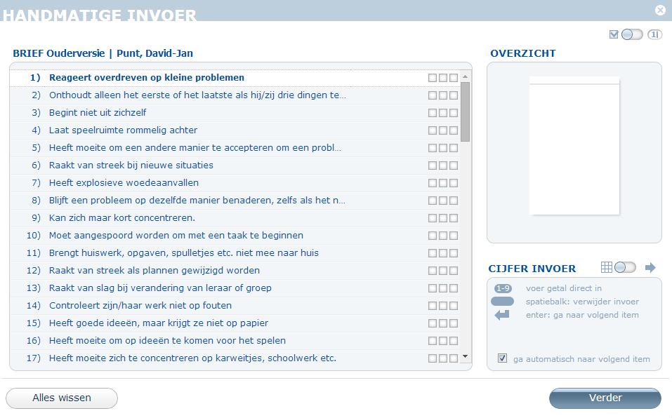 4.1. Invoer door middel van selectievakjes In het venster is de optie invoer door middel van