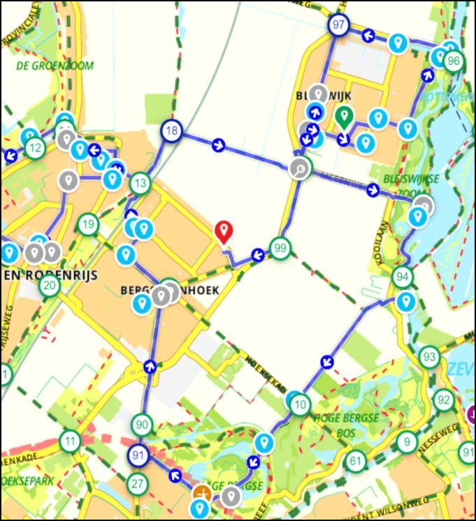 Monumenten route 2019 kaart 2: Bergschenhoek 21 KEUZEMOMENT U wilt ook de route door Bergschenhoek volgen, dan gaat u rechtdoor naar het drukke kruispunt met de verkeerslichten, steekt daarover naar