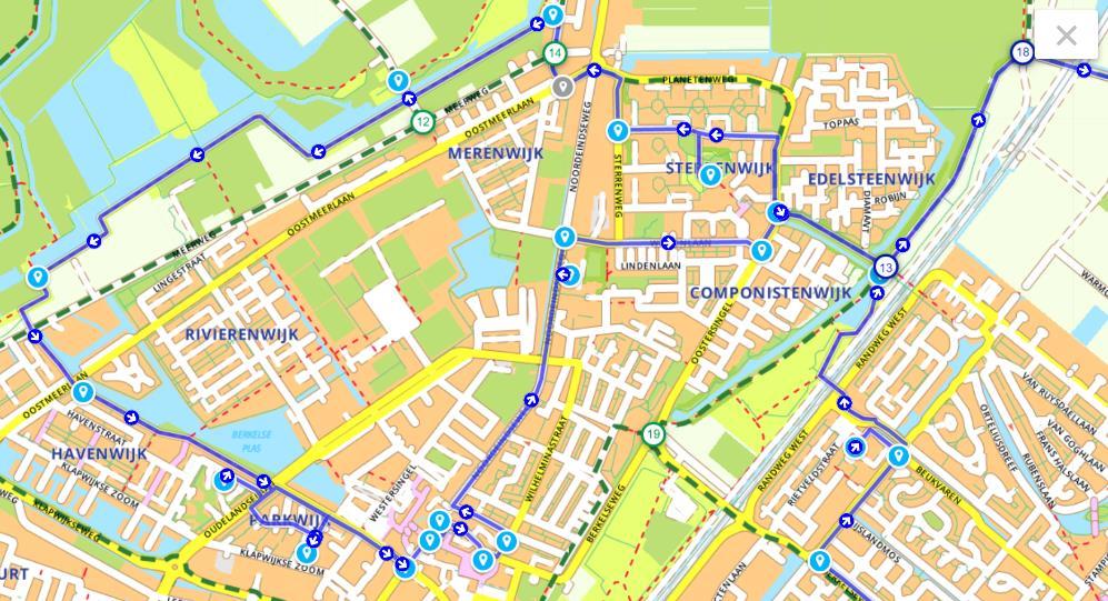 Monumentenroute 2019 deel 3 Berkel en Rodenrijs 46 Na de oversteek gaat u direct RA en blijft bovenlangs fietsen tot aan de kruising met het fietspad dat uit Berkel naar Bergschenhoek gaat.