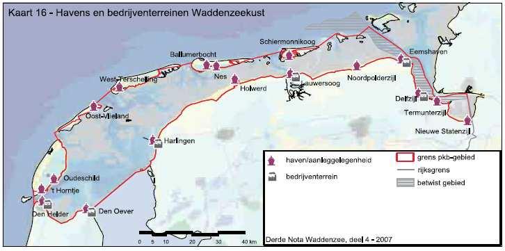 Figuur 2.2: Havens en bedrijventerreinen in het waddengebied (3 e PKB Waddenzee, deel 4)