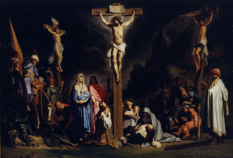 Pieter Lastman, De kruisiging, 1616 Rembrandt van Rijn, De drie kruisen, 1653 Als Van Hoogstraten de problemen van het ontlenen in een aparte paragraaf behandelt, zegt hij allereerst dat men wel het