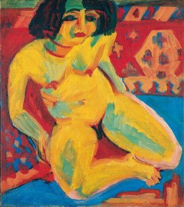 Primitivisme in de moderne kunst, Die Brücke E.L.Kirchner, Naakt (Dodo), 1909 De primitieve schilder- en beeldhouwkunst was ook bekend bij de kunstenaars die de Brücke -groep vormden.