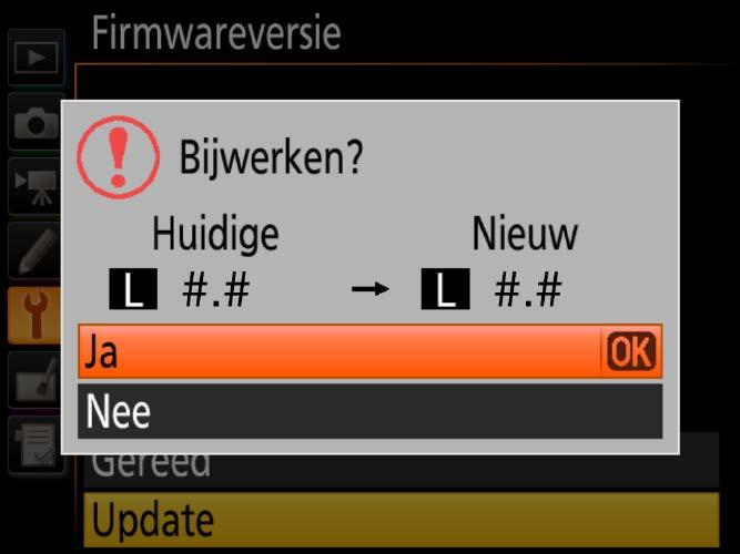 Controleer de firmwareversie van de camera zoals wordt beschreven in Stap 2, Controleer de huidige firmwareversie. 9-3.