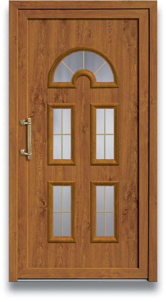 Detail: Model 8216-5 Decor golden oak S 6910 helder glas met 10 mm messingkleurige