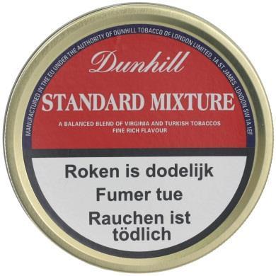 Dunhill Standard Mixture Traditionele Engelse blend : de fijnste Latakia uit Cyprus en Oosterse tabak uit het Middellandse Zee gebied worden gemengd met de beste East Carolina en Georgia tabakken,