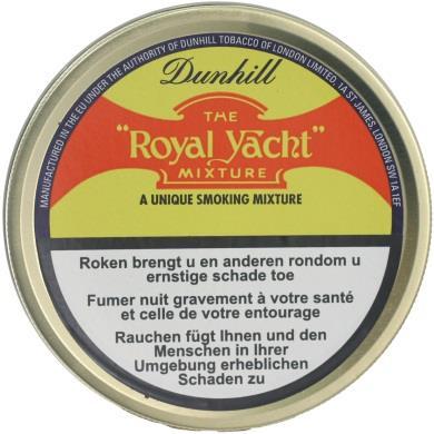 Smaak : licht gekruid met een volaromatisch Latakia flavour Kracht : Volaromatisch Branding : medium Dunhill Royal Yacht Dit is kwalitatief een top-tabak.