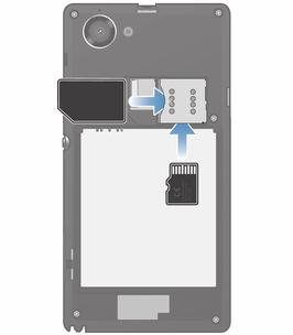 De geheugenkaart en SIM-kaart plaatsen Schakel de telefoon uit en verwijder de achtercover, plaats vervolgens de geheugenkaart en de SIM-kaart in de betreffende sleuven.