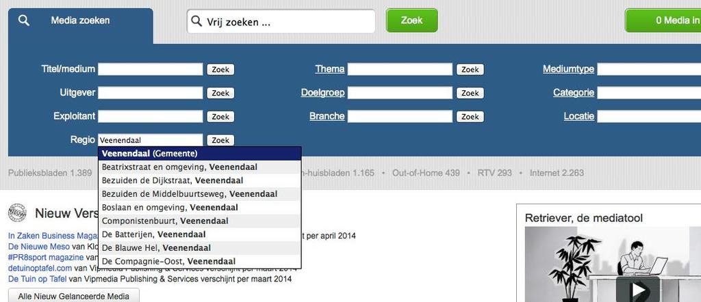 REGIONALE MEDIA ZOEKEN Bekijk welke media verschijnen in een