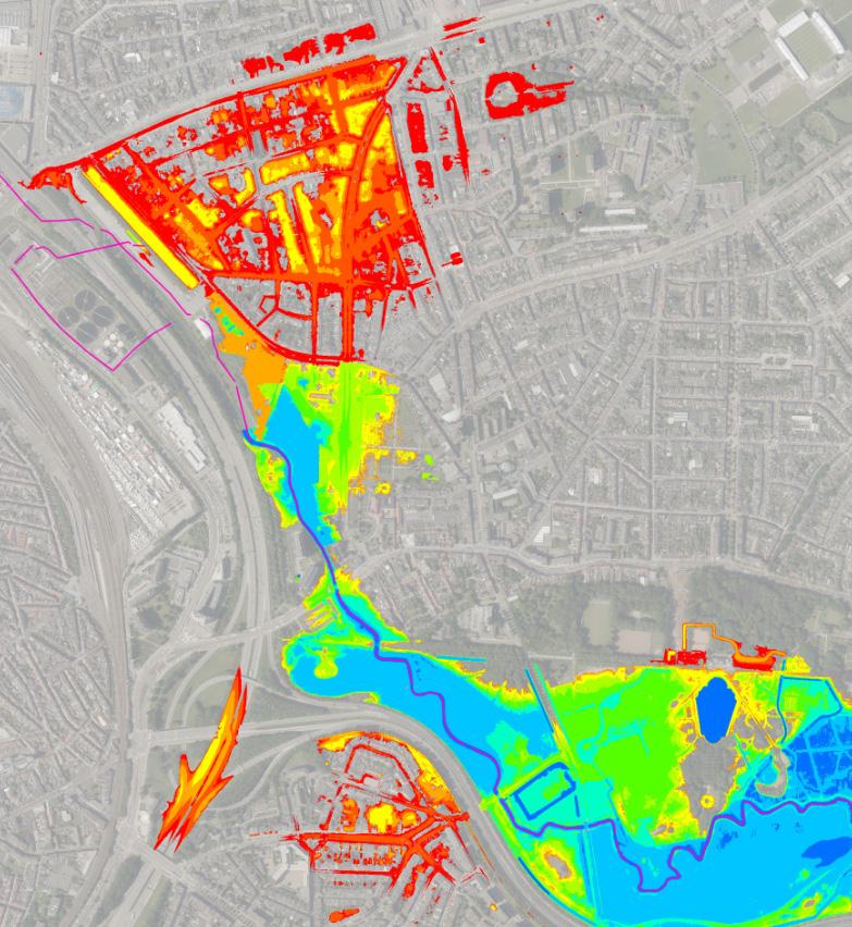 Niet alleen zal het aantal straten met wateroverlast uitbreiden, maar ook het water peil zal toenemen van tot 1,5 m.