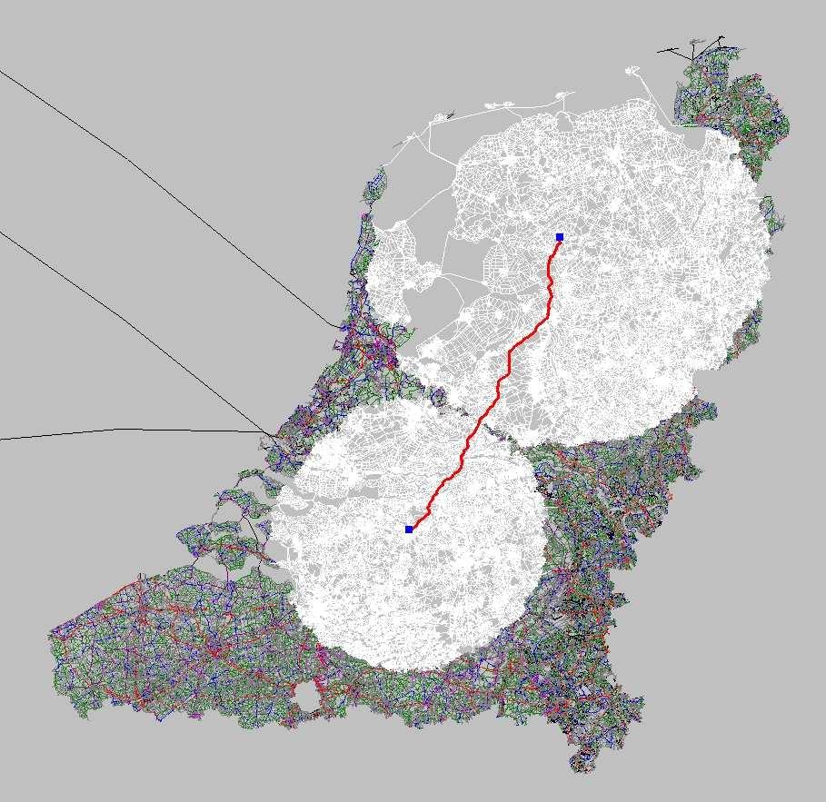 1 Kortste pad probleem doorzochte cirkels zijn, één met als middelpunt knoop s en één met als middelpunt knoop t. In figuur 1.2 wordt dit duidelijk gemaakt. Figuur 1.