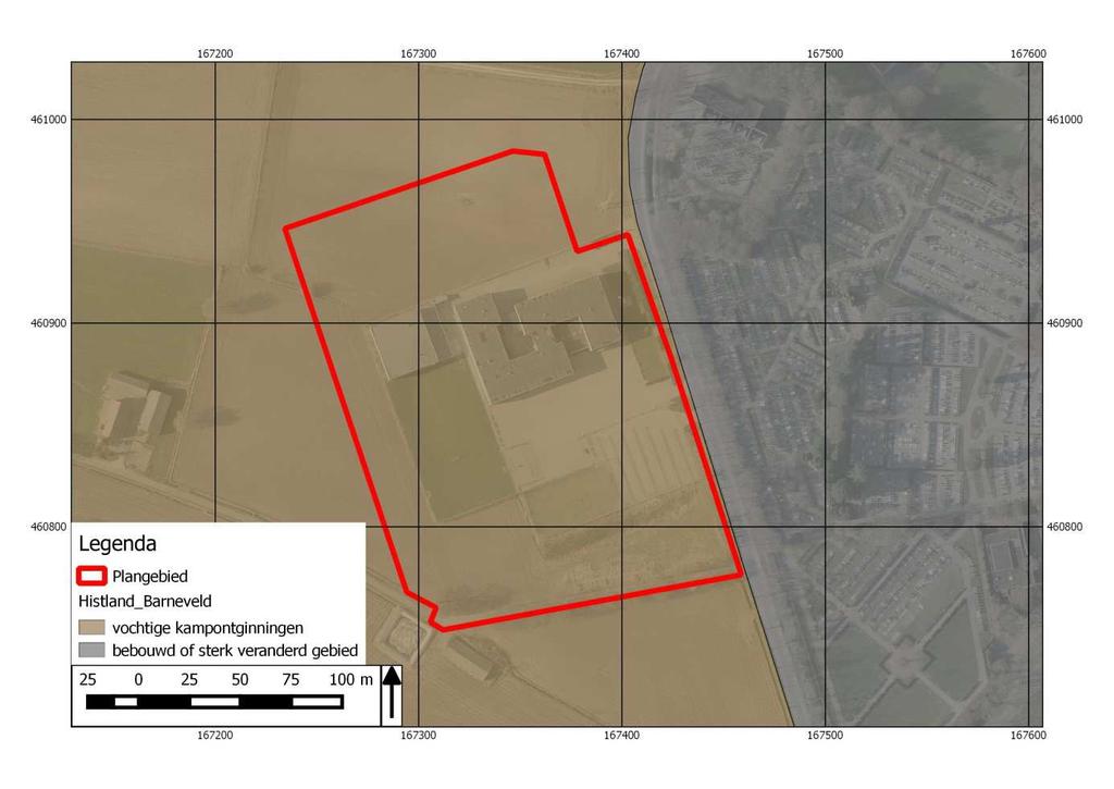 Figuur 9. Histland: Plangebied op vochtige kampontginningen. Historisch landschap Binnen de Gelderse vallei hebben kampontginningen plaatsgevonden. Het plangebied ligt in een vochtige kampontginning.