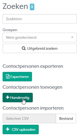 U kunt uw externe contactpersonenbestand zoals geüpload in de Operator in slechts één handeling exporteren, door op Exporteren te klikken, zoals rood omkaderd in het screenshot: De contactpersonen