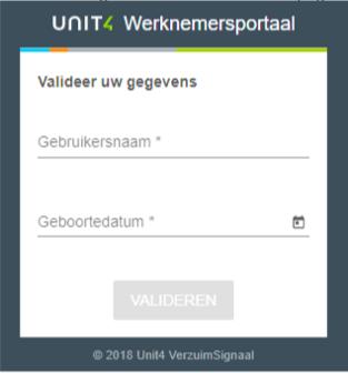 Stap 1 registreren van het account Klik op de blauwe validatielink om jezelf als gebruiker van het werknemersportaal te