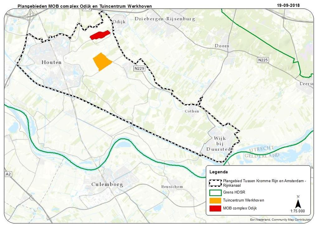 Het gebied in vogelvlucht Het gebied MOB Complex in Odijk Het gebied ligt aan de Achterdijk ter hoogte van het voormalig MOB complex in Odijk (gemeente Bunnik).