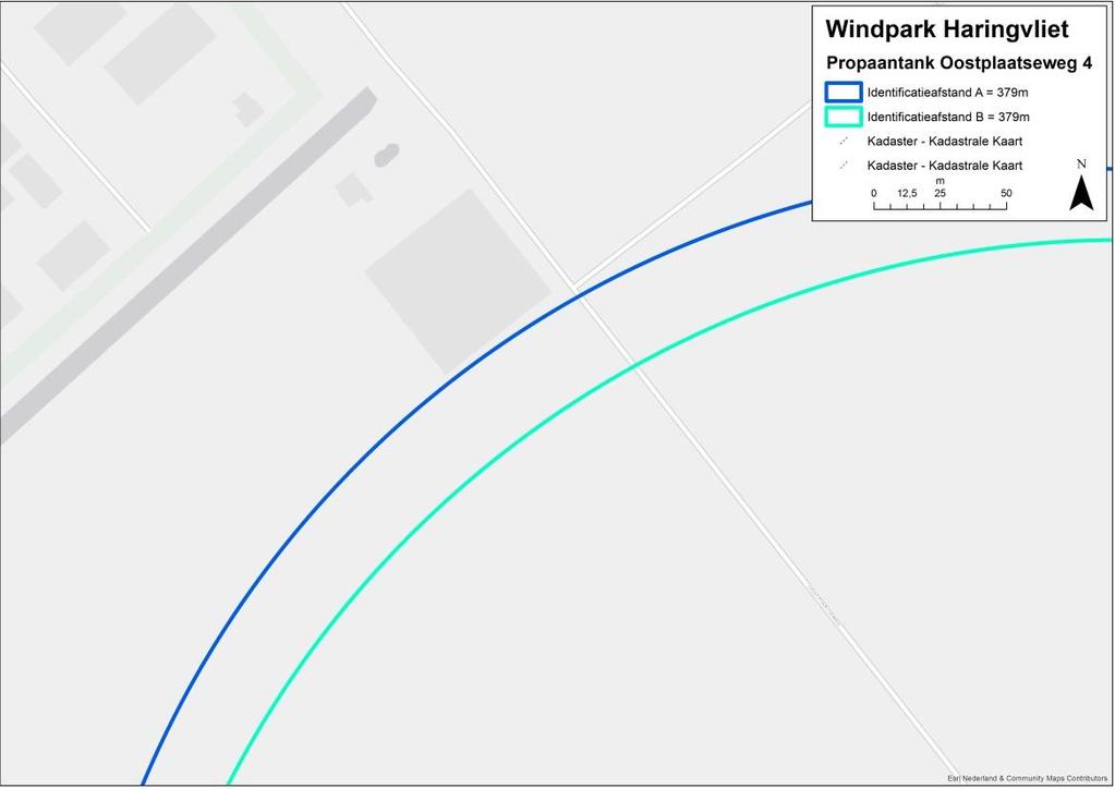 1 RISICOVOLLE INRICHTINGEN Binnen de identificatieafstand vanaf de windturbines bevindt zich het terrein van L. en J. de Winter aan de Oostplaatseweg 4 met een bovengrondse propaantank van 3 m 3.