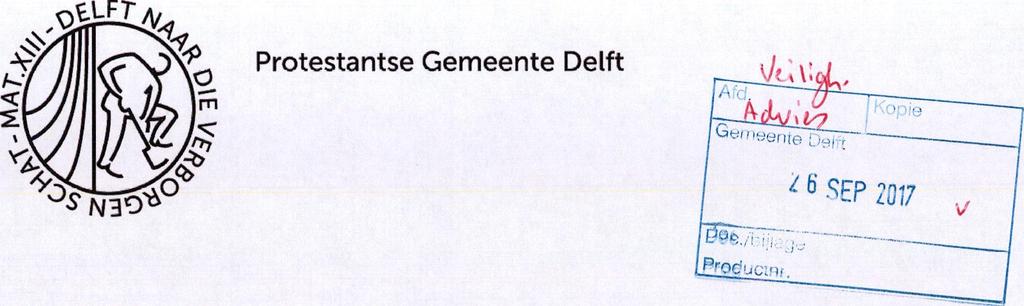 Deze vergunning was door u bij besluit van 31 maart 2015 aan de Protestantse Gemeente Delft (PGD) verleend.