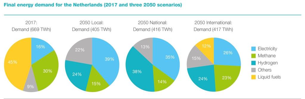 Hoofdbeelden (1) Rol aardolie grotendeels overgenomen door elektriciteit en (duurzame) gasvormige energiedragers.