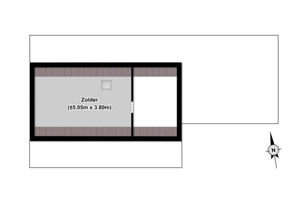 Plattegrond: Zolder *De plattegronden zijn ter indicatie en geproduceerd voor promotionele doeleinden.