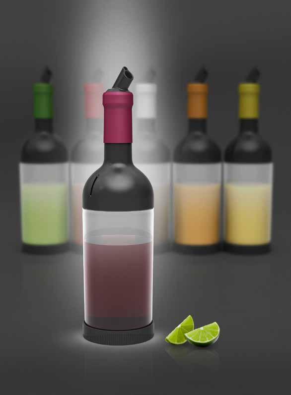 MIX IN STYLE A BARTENDING BOTTLE FOR THE MODERN BAR AND RESTAURANT 4 BPA-vrije polypropyleen fles 4 Gekleurde silicone