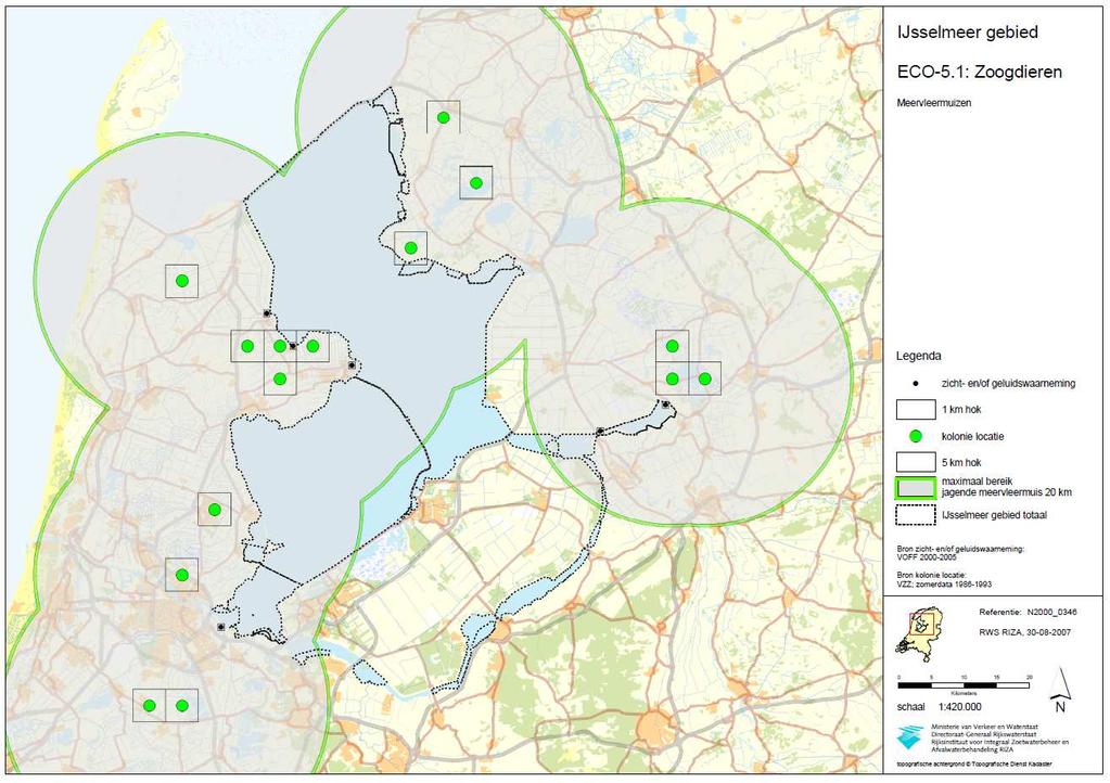 3.5 Meervleermuis In het IJsselmeergebied bevindt zich een aantal kolonies van Meervleermuis in gebouwen.