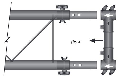 4. Schuif nu de Center I-Beam ondersteuning met de T-verbinders over de I-Beam