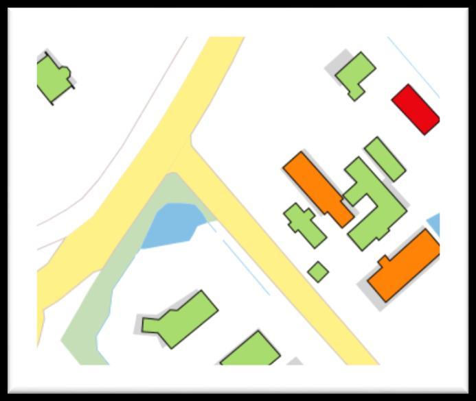 Afbeelding: presentatie asbestverdachte daken Noordwijk (rode daken zijn asbestverdacht, oranje daken zijn voor een gedeelte asbestverdacht) 3.