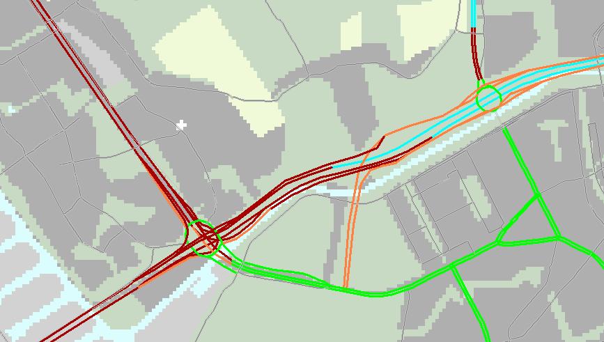 Onderstaand is de nieuwe weginfrastructuur op de A20 corridor Kleinpolderplein-Schieplein weergegeven.