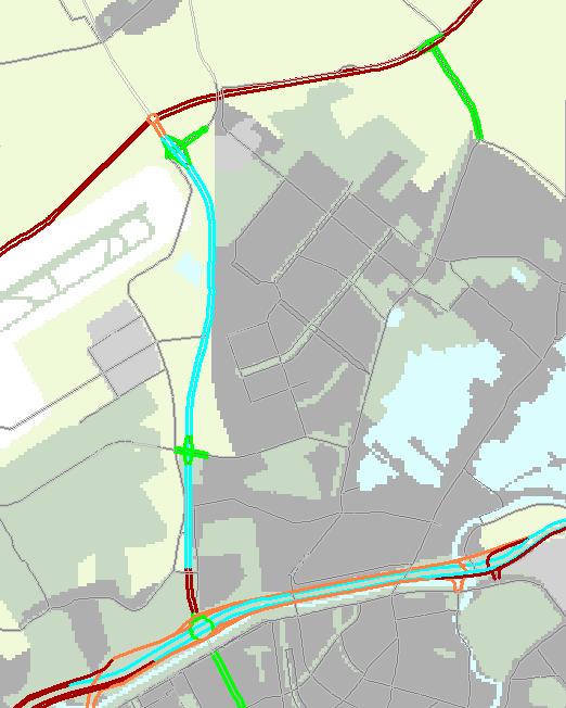 Figuur 25: Wegvakconfiguratie weginfrastructuur Portway Budget fase B1; G.K Hoogendorpweg en kruising N209/A.V.