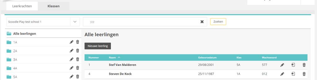 Een klas aanpassen of verwijderen Om de klasnaam en het leerjaar aan te passen, klik je op het potloodje naast de klas en kan je in het geopende dialoogvenster de gewenste aanpassingen doen.