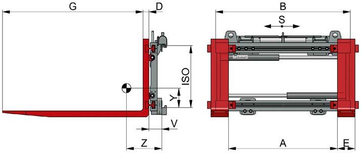 T466Z Vorkversteller T466Z met permanente sideshift 2 hydraulische functies Vorksectie EZP EZP Capaciteit LZP A B D E G S ISO V Z Y Gewicht Type kg mm mm mm mm mm mm mm Kl. mm mm mm kg 1,5T 466BZ 1.