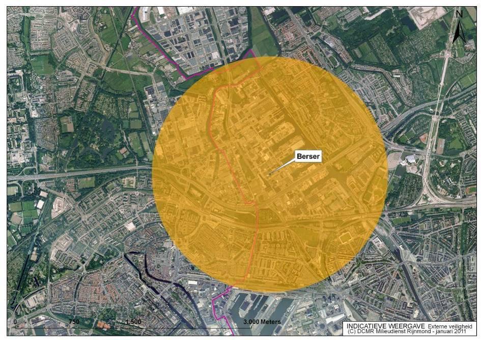 Distilleerderij De Kuyper BV De PR10-6 contour bedraagt 10 meter. Deze reikt niet tot het plangebied. De effectafstand als gevolg van het plasbrandscenario is 50 meter.