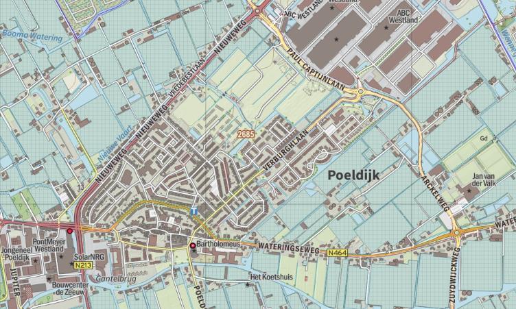 2.2 Wijken en buurten Het postcodegebied van Poeldijk is: 2685 Indeling kern Poeldijk Poeldijk is opgedeeld in 7 wijken/gebieden 3 : Poeldijk Centrumgebied Poeldijk Noord Westhof en Dijkpolder