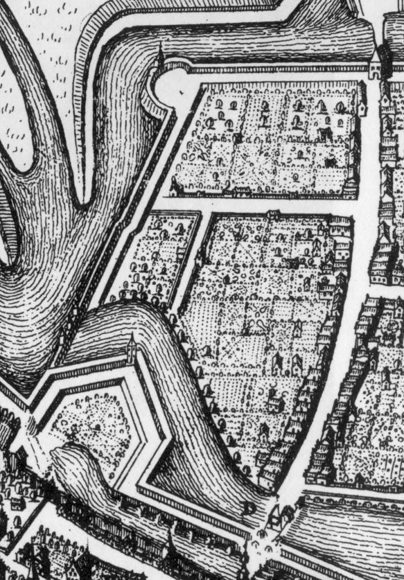 Historisch-stedenbouwkundige analyse Uitsnede uit de stadsplattegrond van Jacob van Deventer (1565), overgenomen uit Fermin/Groothedde 2006 (ZAP 23) Uitsnede uit de stadsplattegrond van Nicolaes van